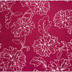 Pink Floral Cotton Fabric 19"x44" Sewing Quilting Material White Flower Design
